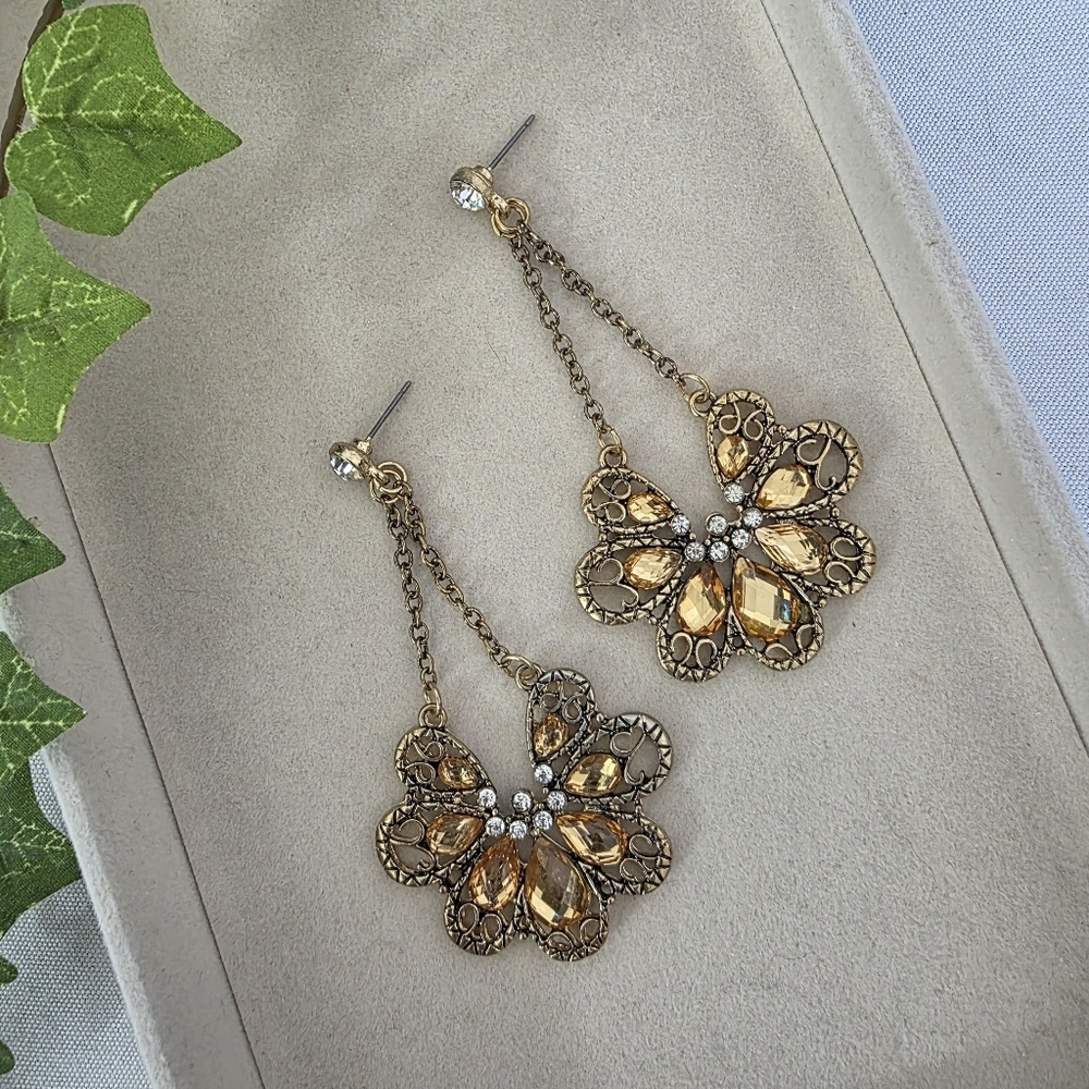 Antique Gold Drop Damgle Earrings